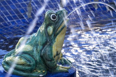 Memorial Fountain with ceramic frog in Vejer, Spainの写真素材