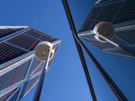 MADRID, SPAIN - September 18, 2015: Towers of Europe designed by American architects Philip Johnson and John Burgee.のeditorial素材