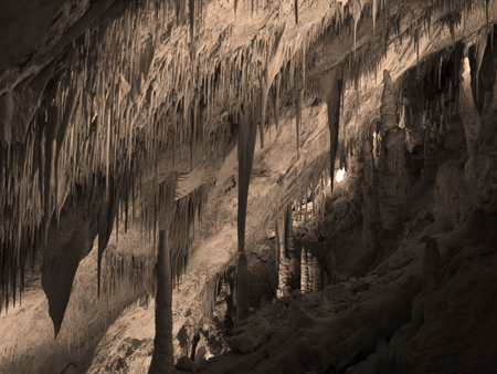 Palma de Mallorca, Spain - August 26, 2017:The caves of the Drach, The caves extend to a depth of 25 m, reaching 2.4 km in length.のeditorial素材