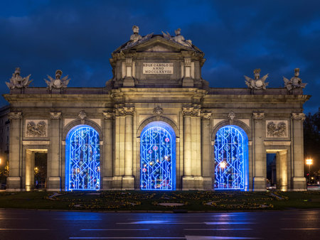 Independence Square in Christmas season, Madrid. Spainのeditorial素材