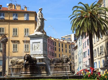 Ajaccio, Corsica 17 August 2017: statue of Napoleon Bonaparte, work realized between 1804 and 1806 by the sculptor Francesco Massimiliano Laboureur.のeditorial素材