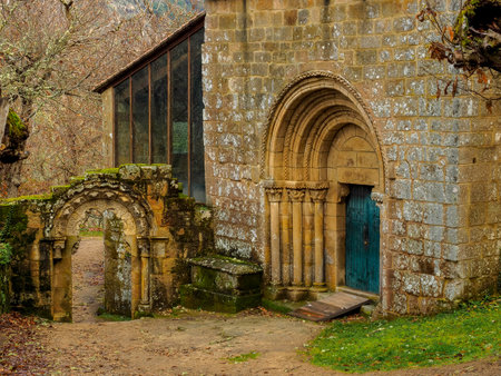 Parada del Sil, Ourense Spain - December 28, 2017: Benedictine Monastery of Santa Cristina de Ribas de Silのeditorial素材
