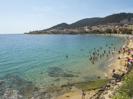 Ajaccio, Corsica, France- August 17, 2017: Bathers on the beach of the city of Ajaccio in the month of Augustのeditorial素材