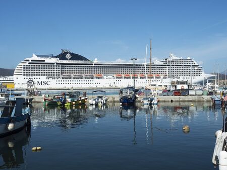 ajaccio, corsica, france -17 August 2017: Cruise ship of the company Msc moored in the port of Ajaccioのeditorial素材