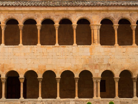 Monastery of Santo Domingo de Silos, Burgos. Spain - May 3, 2019. Cloister of the Benedictine...