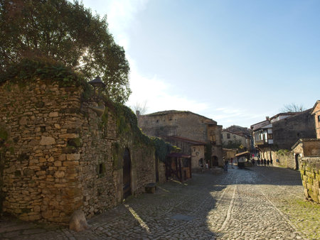 Santillana del Mar, Spain - December 28, 2019 -Santillana del Mar town with a historical-artistic...