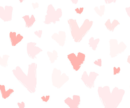 Hand drawn vector abstract greeting happy Valentines day illustrations invitation seamless pattern with hearts and handwritten calligraphy 14 february isolated on white background.のイラスト素材