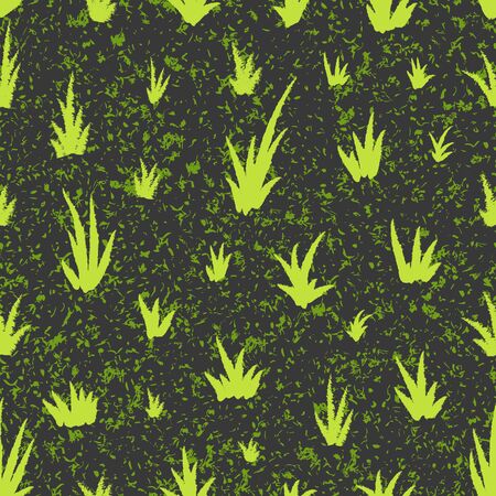Seamless pattern with grunge grass pattern. Hand drawing grass and noise, template for greeting card or packaging decoration holiday - Vector illustrationの写真素材