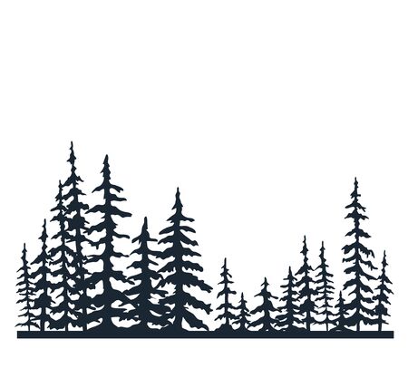 Forest Of Christmas Fir Trees Silhouette Landscape Background