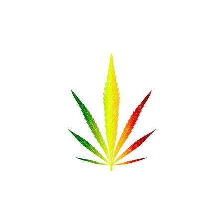 Realistic marijuana leaf. Cannabis plant isolated on white background. Marijuana leaf in color the flag of Ethiopiaのイラスト素材