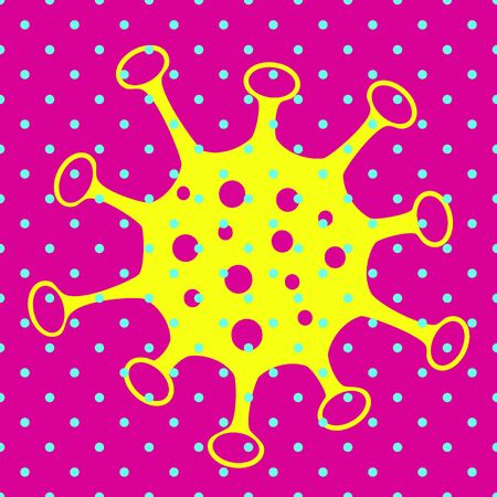 Seamless pattern with molecule of the coronavirus and dots in the style of pop art close-up. Graphic illustration with a bright background. Art collageのイラスト素材