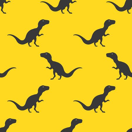 Silhouette Icon Dinosaurs Vector Seamless Pattern. Background Wallpaperのイラスト素材