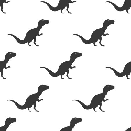 Silhouette Icon Dinosaurs Vector Seamless Pattern. Background Wallpaperのイラスト素材