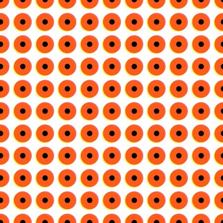 Memphis festive ogange circle or button on white background. Circles in memphis style. Geometric psychedelic background. Memphis style, 80's, pop art - Vector illustrationのイラスト素材