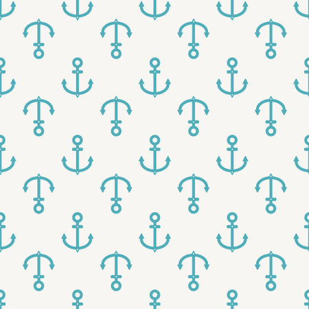 Blue Anchor icon isolated seamless pattern on gray background. Vector Illustration