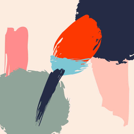 Minimalist vector design background with abstract organic shapes composition in trendy contemporary collage style, can be used for wall art decoration, card, cover, banner, desktop wallpaper etcのイラスト素材