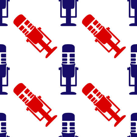 Microphone icon seamless pattern. Image Personal assistant and voice recognition concept flat illustration of sound symbol intelligent technologies. Audio sound icon symbol flat design. Vector illustrationのイラスト素材