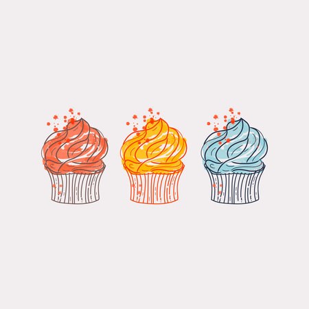 Set cupcakes sketch theme vector illustration