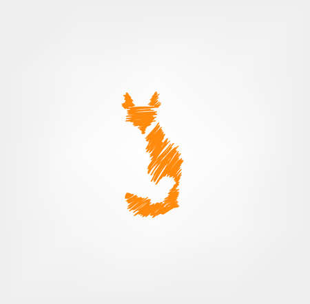 Fox   in brush style.   Simple   template. Vector illustrationのイラスト素材