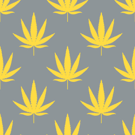 Seamless pattern with leaves of hemp Marijuana leaf. Cannabis plant background. Vector illustrationのイラスト素材