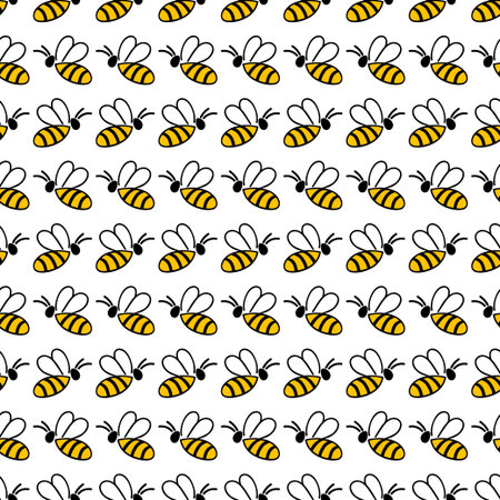 Seamless pattern with hand drawn bee. Vector illustration