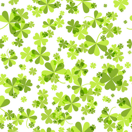 Clover leaf seamless vector illustration. The symbol of St. Patricks Day, the Irish happy background.のイラスト素材