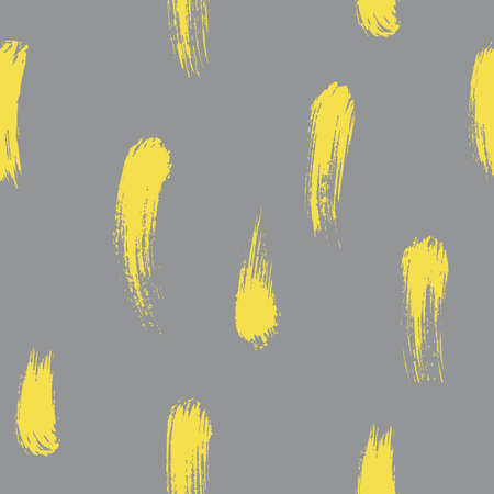 Brushstroke paint on gray background stroke seamless pattern. Vector illustration gray and yellow background. Vector illustrationのイラスト素材