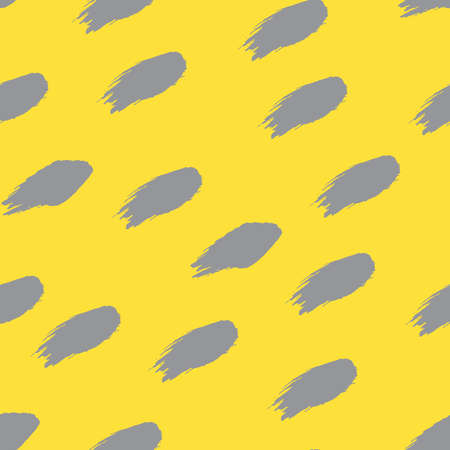 Brushstroke paint on yellow background stroke seamless pattern. Vector illustration gray and yellow background. Vector illustrationのイラスト素材