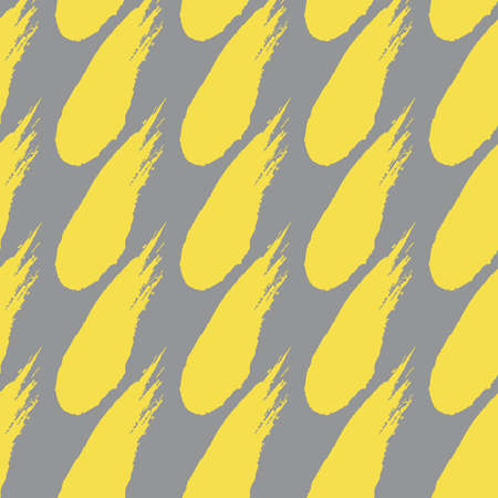 Brushstroke paint on yellow background stroke seamless pattern. Vector illustration gray and yellow background. Vector illustrationのイラスト素材
