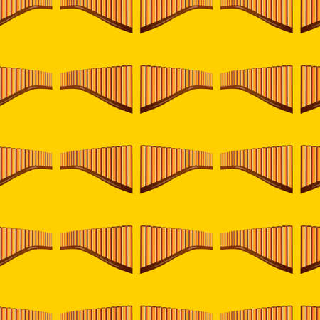 Realistic pan flute isolated seamless pattern on white background. Traditional peruvian musical instrument. Zampona. Folk instrument from Peru, Bolivia and Mexico. Vectorのイラスト素材