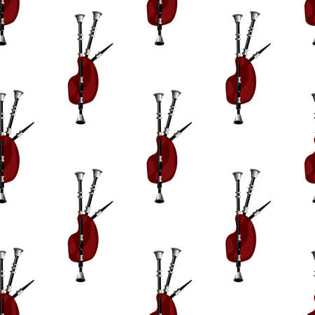 Musical instrument bagpipes on a white background seamless pattern. Vectorのイラスト素材