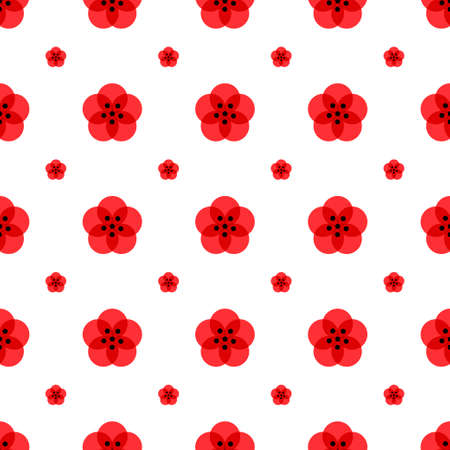 A sakura icon in a seamless pattern on a white background. A symbol of life and love. Cherry blossom festival, minimal modern design. Vectorのイラスト素材