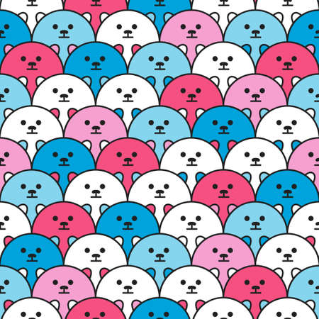 Seamless background with cute animal heads in a simple style. Creative childrens texture. Great for fabric, textile vector illustrationのイラスト素材
