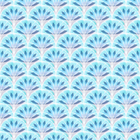 Scale pattern with watercolor texture and lotus flower. Delicate pastel background. Yoga, meditation, wallpaper. Vectorの写真素材