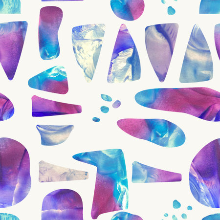 Pattern with abstract watercolor shapes, modern wall art, patchwork style organic elements. JPGの写真素材