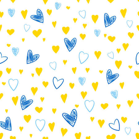 Hand drawn yellow and blue heart of symbol flag Ukraine. Vectorのイラスト素材