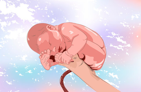 Newborn Baby Realistic Poster Mother s day. Vectorのイラスト素材