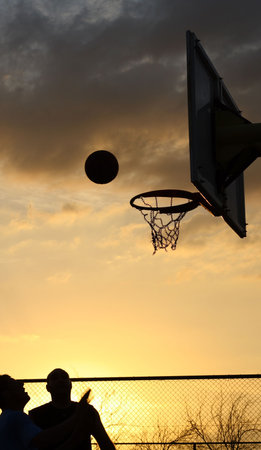 basketball at the sunset