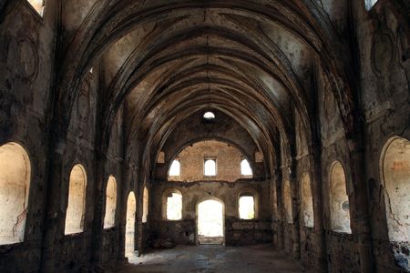 indoor shot of a church in ruinsのeditorial素材