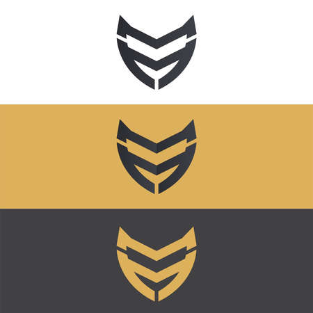 HM letter logo vector with a fierce cat face, suitable for sports brands and productsのイラスト素材