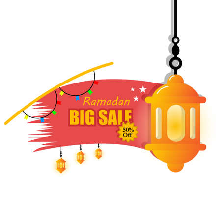ramadan big sale unique vector design, attractive simple and elegant with lantern lightのイラスト素材