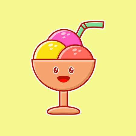 vector of delicious round ice cream in glassのイラスト素材