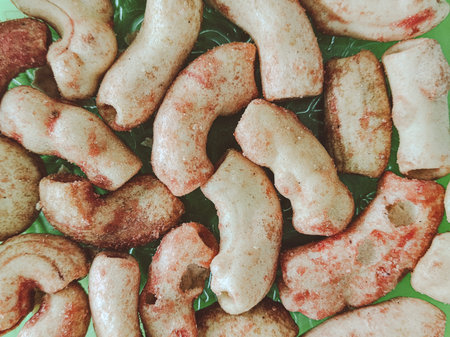 close up of spicy macaroni crackers