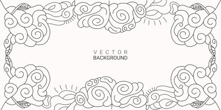 Line Art abstract background hand-drawn pattern ornament, floral, waves,nature backgroundのイラスト素材