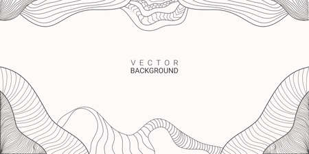 Line Art abstract background hand-drawn contour pattern ornament, floral, waves,nature backgroundのイラスト素材