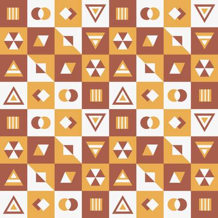 Seamless geometric pattern with triangles, squares and circles. Vector illustration.のイラスト素材