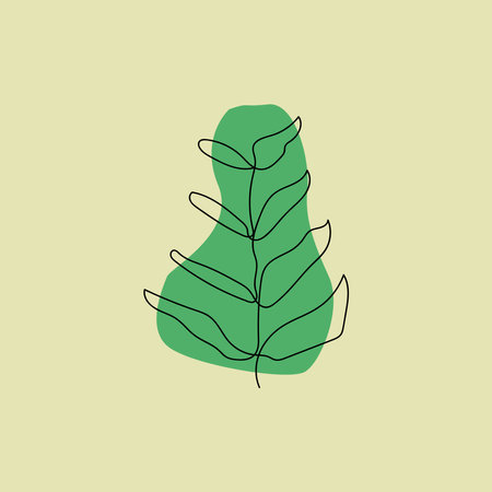 Tropical leaf line icon. Minimalist design. Vector illustrationのイラスト素材