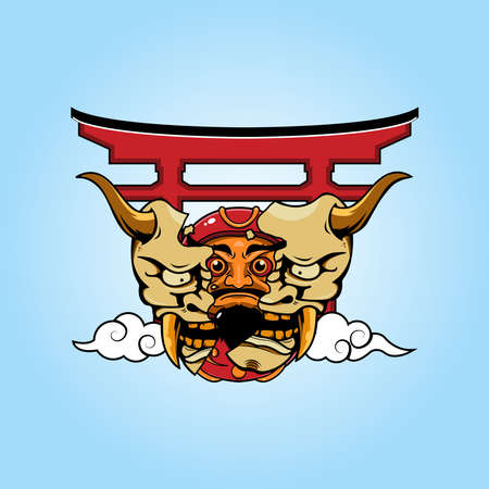 Daruma and oni mask illustrationのイラスト素材