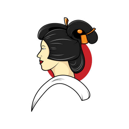 Japanese geisha girl illustrationのイラスト素材