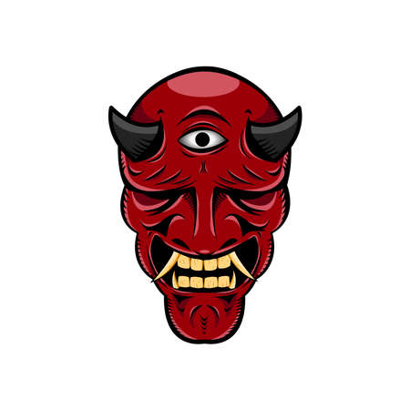 Oni japanese devil mask illustrationのイラスト素材